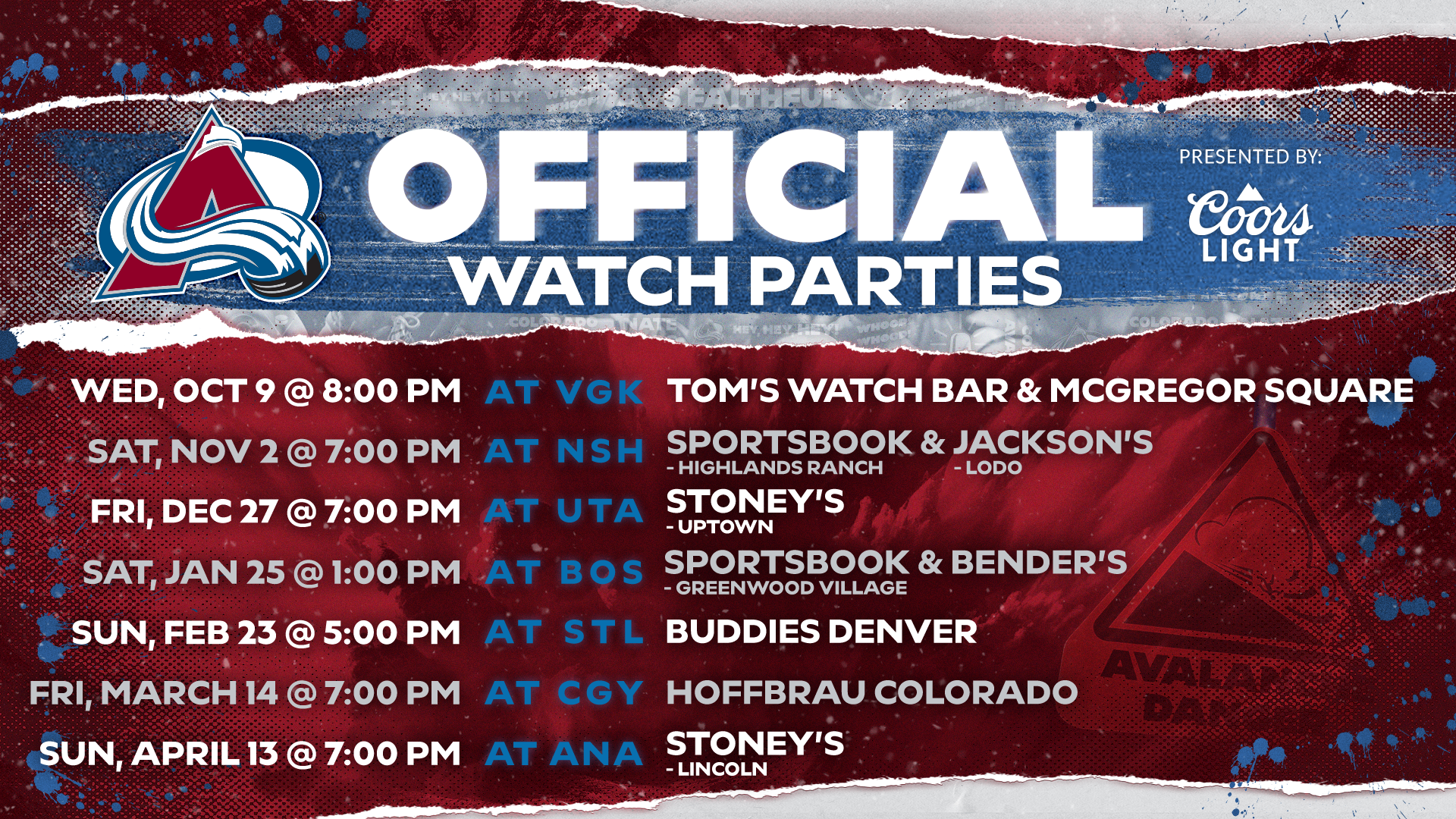 Official Watch Party Schedule